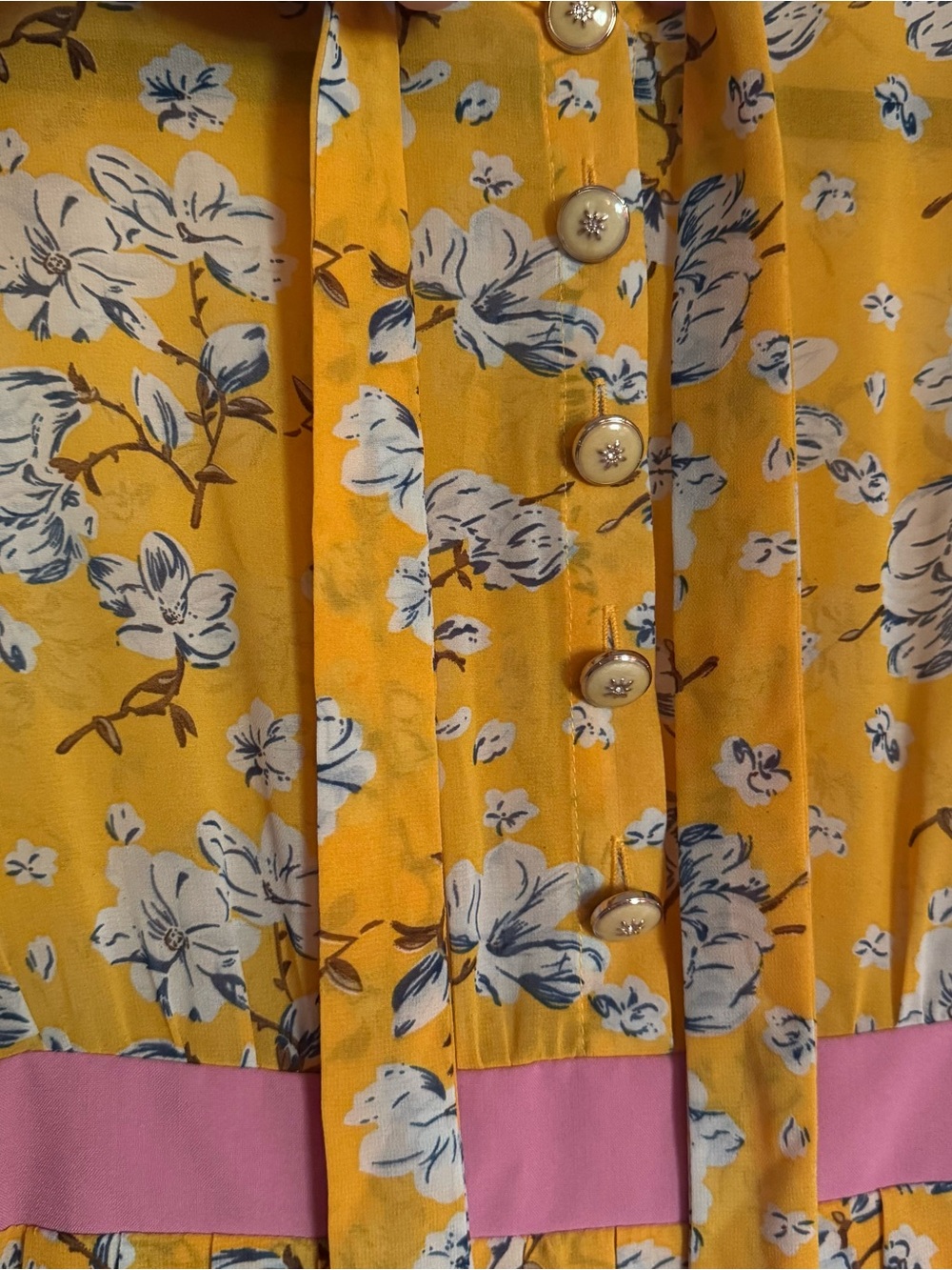 Dream Sister Jane Yellow Floral Belted Midi Dress - Size XS - Picture 4 of 9